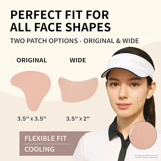Sun Patch Under Eye UV Protection for Golf Hiking Driving Outdoor Sports | Cooling Sunblock Patches Scar &amp Sun Damage Protection (Purple +Green (4PK))