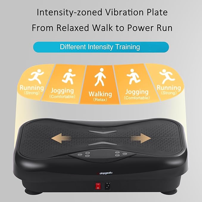 Whole Body Vibration Plate Exercise Machine ? Power Vibrating Plate for Lymphatic Drainage Weight Loss Shake Plate Exercise Platform with Touch Screen &amp Resistance Bands Equipment for Women Men