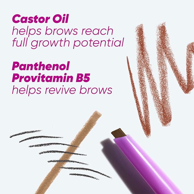 Kosas Brow Pop - Longwear Eyebrow Makeup Dual-Sided Defining Pencil with Castor Oil for Soft Natural Look of Real Hair -Grey