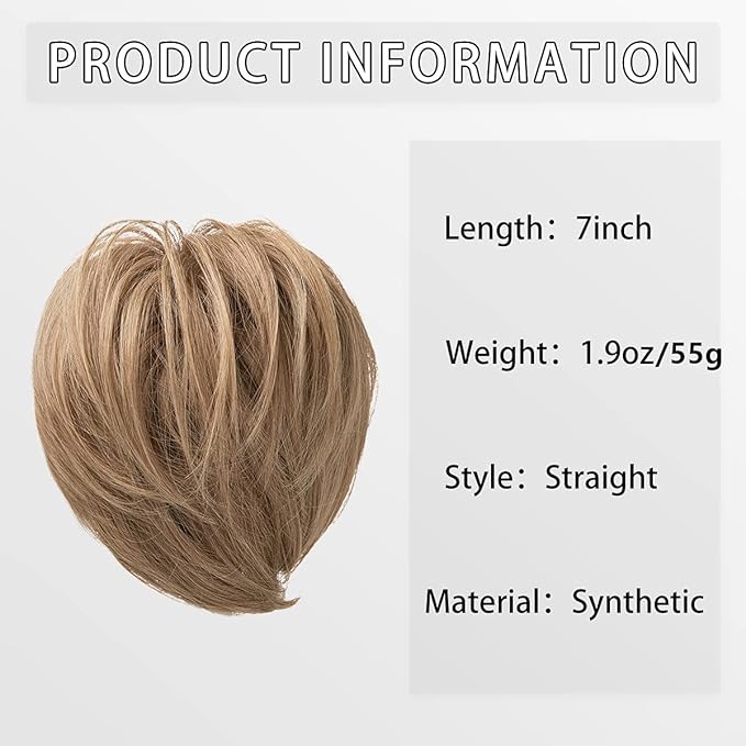 Hair Chignon Straight Hair Bun Hair Pieces Synthetic Messy Bun with Elastic Rubber Band Ponytail Extension Women Hair Accessories Hair Pieces For Women(Off black)