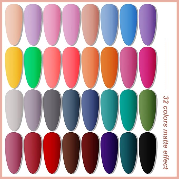 JODSONE Gel Nail Polish Kit with U V Light 32 Color Soak Off Base&ampTop Glitter Coat Gel Polish for DIY Manicure Lovers