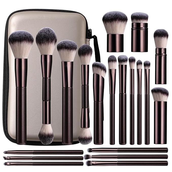 Professional Makeup Brushes BS-MALL With Travel Case - Kabuki Brush Eyeshadow Brush Concealer Brush Blush Brush Bronzer &amp Foundation Brush 20 Pcs Labeled Daily Use &amp Versatile Occasions