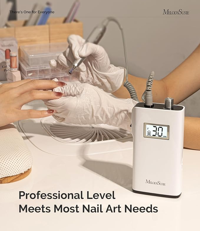 MelodySusie Entry-Level Clip-On Cordless Nail Drill SC320H 30000RPM Popular Classic E-File with LCD Display for Manicure Shaping &amp Gel Removal Perfect for Training Nail Art Practice &amp Home