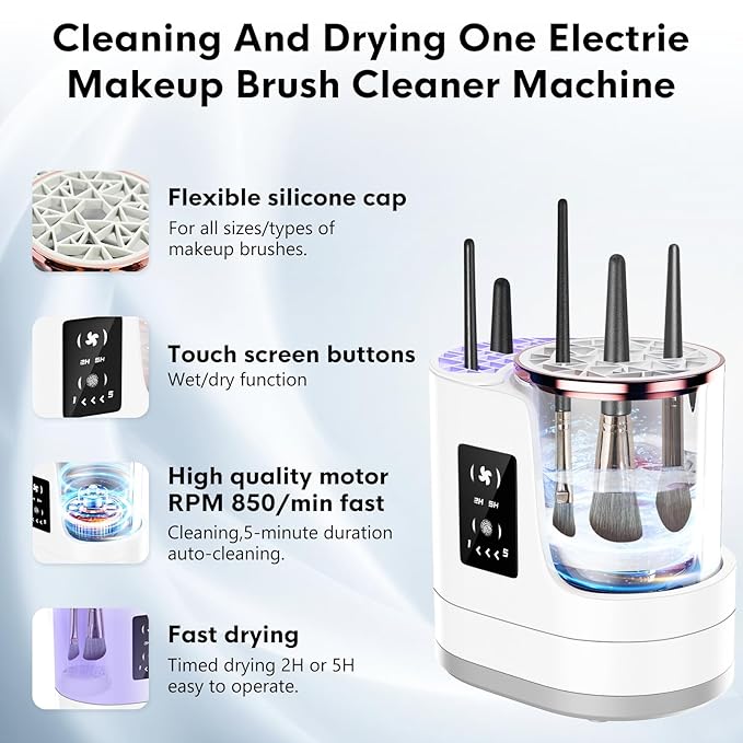 3 IN 1 Electric Makeup Brush CleanerAutomatic Makeup Brush Cleaner with Makeup Brush DryerPortable USB Deep Cleaning for All Size Beauty Makeup Brush SetBlush BrushSponges