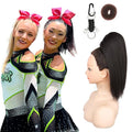 SEIKEA Cheer Ponytail Hair Piece 14 Straight Cheerleader Hairpiece Ponytail Extension for Cheer Competitions Dance Costume Dress up Soft Natural Look for Girls Teens Black Brown