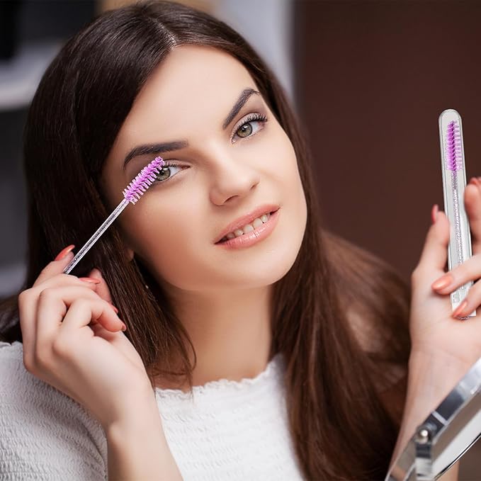 200 Pieces Mascara Wand Tube Set 100 Pcs Lash Spoolies for Eyelash Extensions 100 Pcs Diamond Empty Mascara Brush Disposable Colorful Eyebrow Applicator Makeup Tool Mix Color