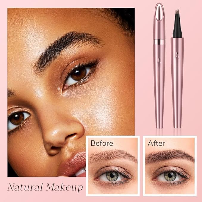 2026 New Microblading Eyebrow Pen Waterproof Eyebrow Pencil Eye Brow Pen with 4 Tip Premium Natural Magic Eyebrow Makeup Fine Stroke Contouring Pencil Long-Lasting Stay on All Day (Light Brown)
