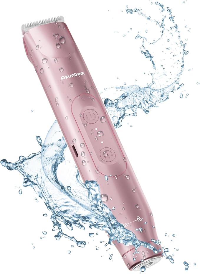 Bikini Trimmer for Women - 2 in 1 Electric Razors for Women - Dual Head Electric Shaver - IPX7 Waterproof Wet &amp Dry Use Body Hair Trimmer and Facial Hair Remover for Bikini Underarm Leg Arm