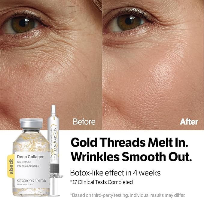 SUNGBOON EDITOR Silk Peptide Intensive Lifting Ampoule | Korean Anti-Aging Serum for Face with Collagen &amp 30 Peptide Complex | Skin Tightening &amp Firming (Botox Effect) | 72H Hydration
