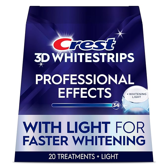 Crest 3D Whitestrips Professional Effects + LED Light ? Teeth Whitening Kit 1 Light + 20 Treatments Each with 1 Upper/1Lower 40 Strips ? Crest 3DWhite Teeth Whitening Strips