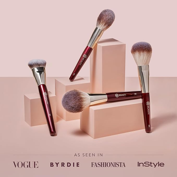 BK BEAUTY - ESSENTIALS FACE BRUSH SET (4PC) - Professional Makeup Brush Set for Liquid or Cream Foundations Powder Bronzer Blush | Premium Makeup Brushes for Flawless Application
