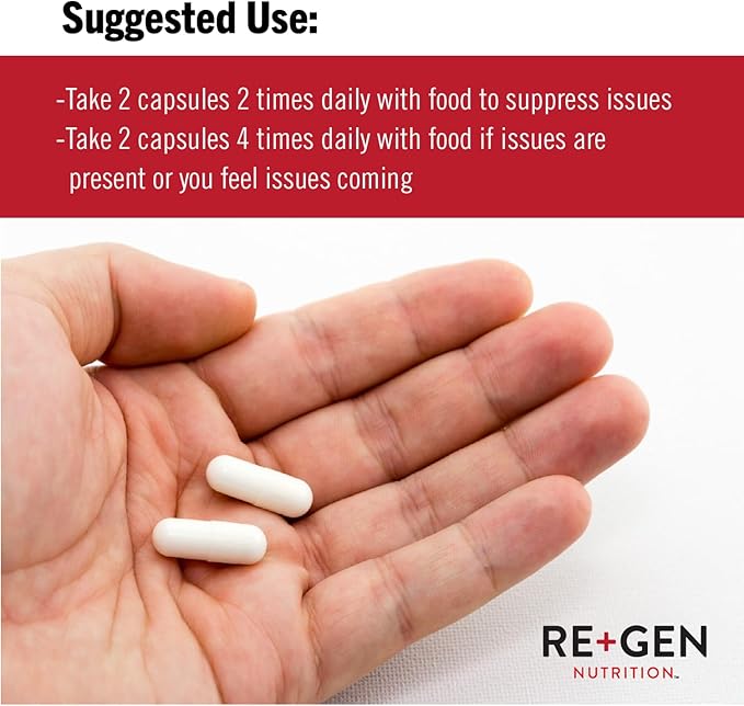 Re+Gen Nutrition HERPRESCUE Outbreak Support Supplement Cold Sore Care for Adults Natural Capsules w/Zinc Vitamin C &amp L lysine Amino Acid for Immune Health 120 Capsules