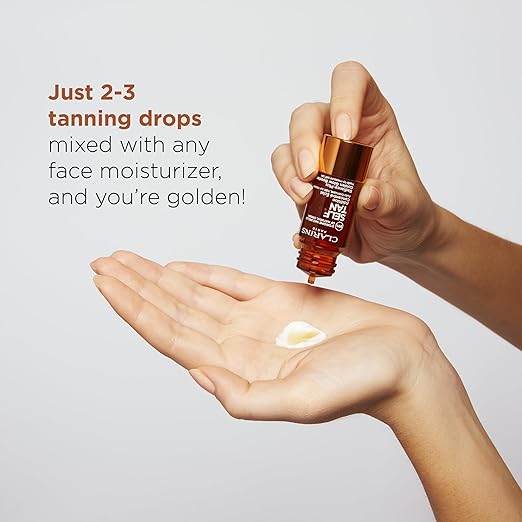 Clarins Self Tanning Face Booster | Self Tanning Drops For Face To Mix With Moisturizer | Natural Long-Lasting Streak-No Buildable Tan | Hydrates | Non-Staining | 99% Natural Ingredients | 0.5 Oz
