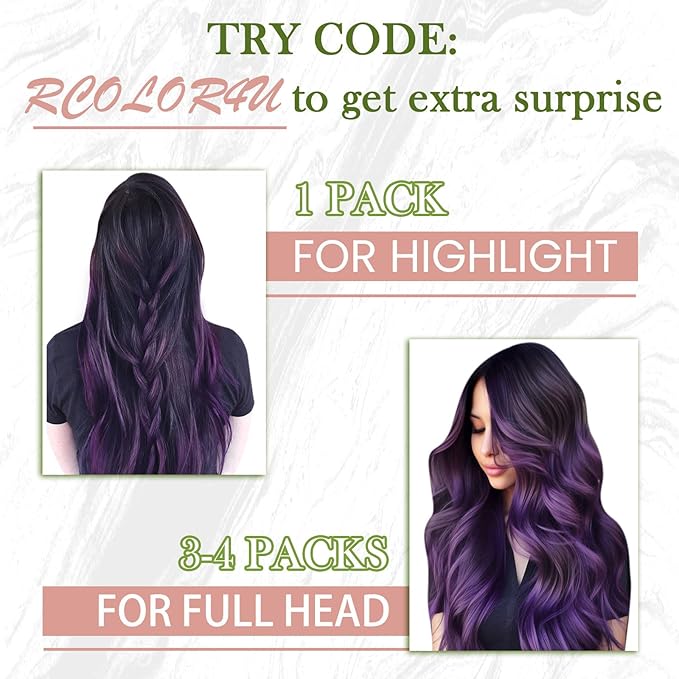 RUNATURE Tape in Hair Extensions Human Hair 18 Inch Purple Tape in Hair Extensions Purple Human Hair Tape ins Purple Hair Extensions Tape in Extensions Purple Extensions Hair for Highlight 25g 10pcs