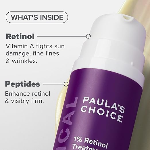 Paula's Choice CLINICAL 1% Retinol Face Moisturizer Treatment with Peptides Vitamin C &amp Licorice Extract Firming Face Cream Anti-Aging &amp Wrinkles Fragrance Free