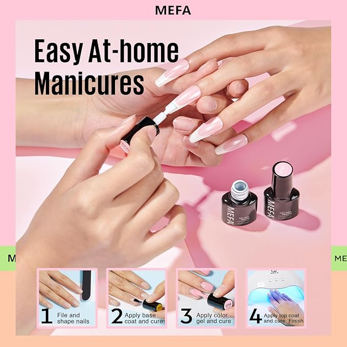 MEFA 46 Pcs Gel Nail Polish Kit 42 Colors All Seasons Gel Polish Set Colorful Starter Kit with Base Coat &amp Glitter/Glossy/Matte Top Coat Gel Nail Art Manicure DIY Salon Gifts for Girls