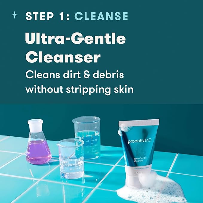 Proactiv MD 3-Step Routine Ultra-Gentle Face Cleanser 0.1% Adapalene Gel Treatment Ultra-Hydrating Moisturizer 30-Day Acne Treatment Kit
