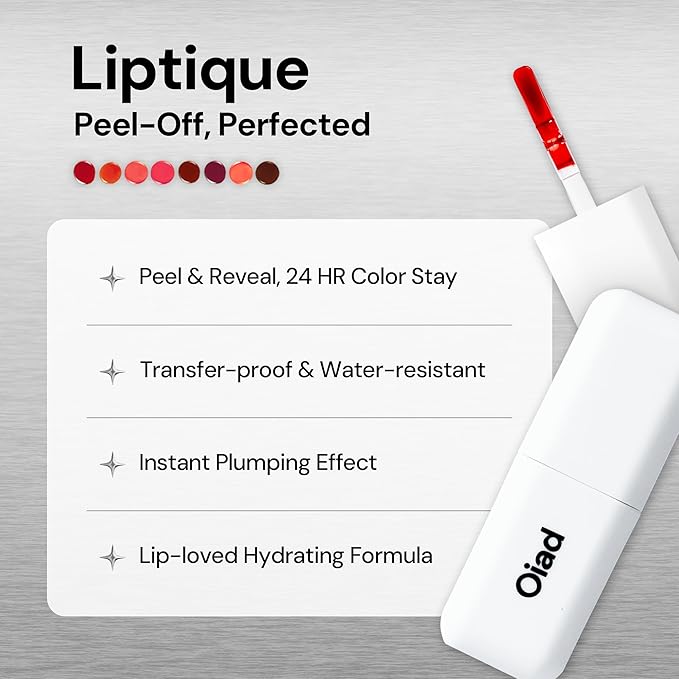 Liptique Korean Lip Stain Peel Off - 24 Hour Long Lasting Lip Tattoo Waterproof &amp Transfer Proof Nourishing &amp Hydrating Lip Tint for Women Instant Plumping Lip Tints Peel Off (002 ODDPIN)