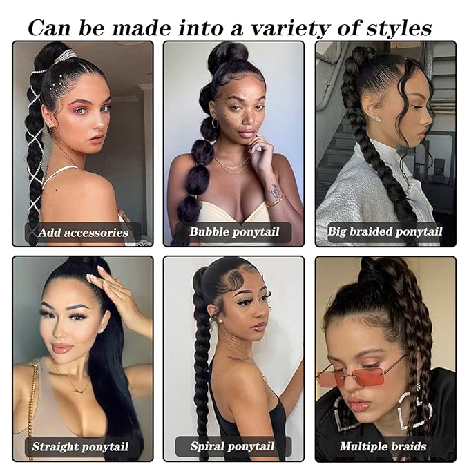 SONGCHAO Fake Hair Bun 80cm Synthetic Wraparound Long Braided Ponytail Hair Extension Headband Synthetic Wig Piece Bun for Women's Daily Use Hair Accessories (Color : A)