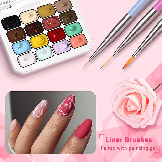 Sponge Pat Paint Nail Gel Ombre Nails Gradient Gel Nail Blush Blooming Aura Nails Drawing Stripper Floral Painting DIY Nail Art No Wipe UV/LED Curing (16 Colors H)