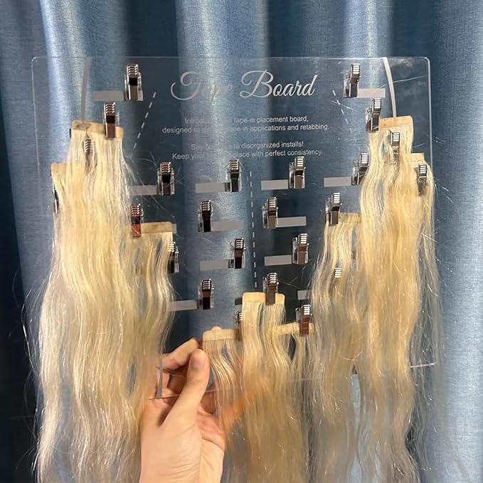 Tape Placement Board with 25 Clips Acrylic Hair Extensions Hanger Carrier with Head Chart Hair Display Holder Rack for Tape In Hair Extensions Hairpin Hair Styling Hairdressing