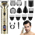 Men's Grooming Kit Multifunction Hair Trimmer Set Beard Shaver Electric Body Hair Trimmer Nose Trimmer Haircut Kit Engraving Cutter with Guide Combs Type-C Rechargeable