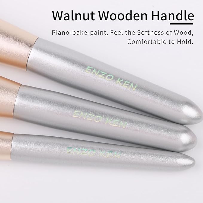 Natural Hair Makeup Brushes Set Professional Grey Squirrel Hair Makeup Brush Set with Case Unique Cosmetic Brushes Makeup Set Natural Makeup Brushes Natural Bristle Makeup Brushes -Silver
