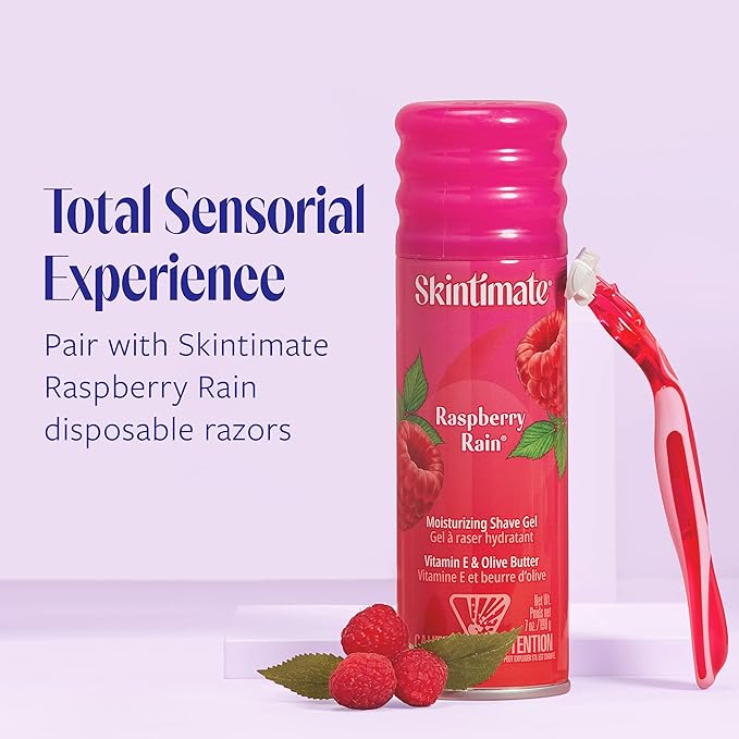 Skintimate Raspberry Rain Shave Gel for Women 6 Pack | Skintimate Shaving Cream for Women Womens Shaving Cream Shave Cream Shaving Foam Womens Shave Gel Pack of 6 7oz each