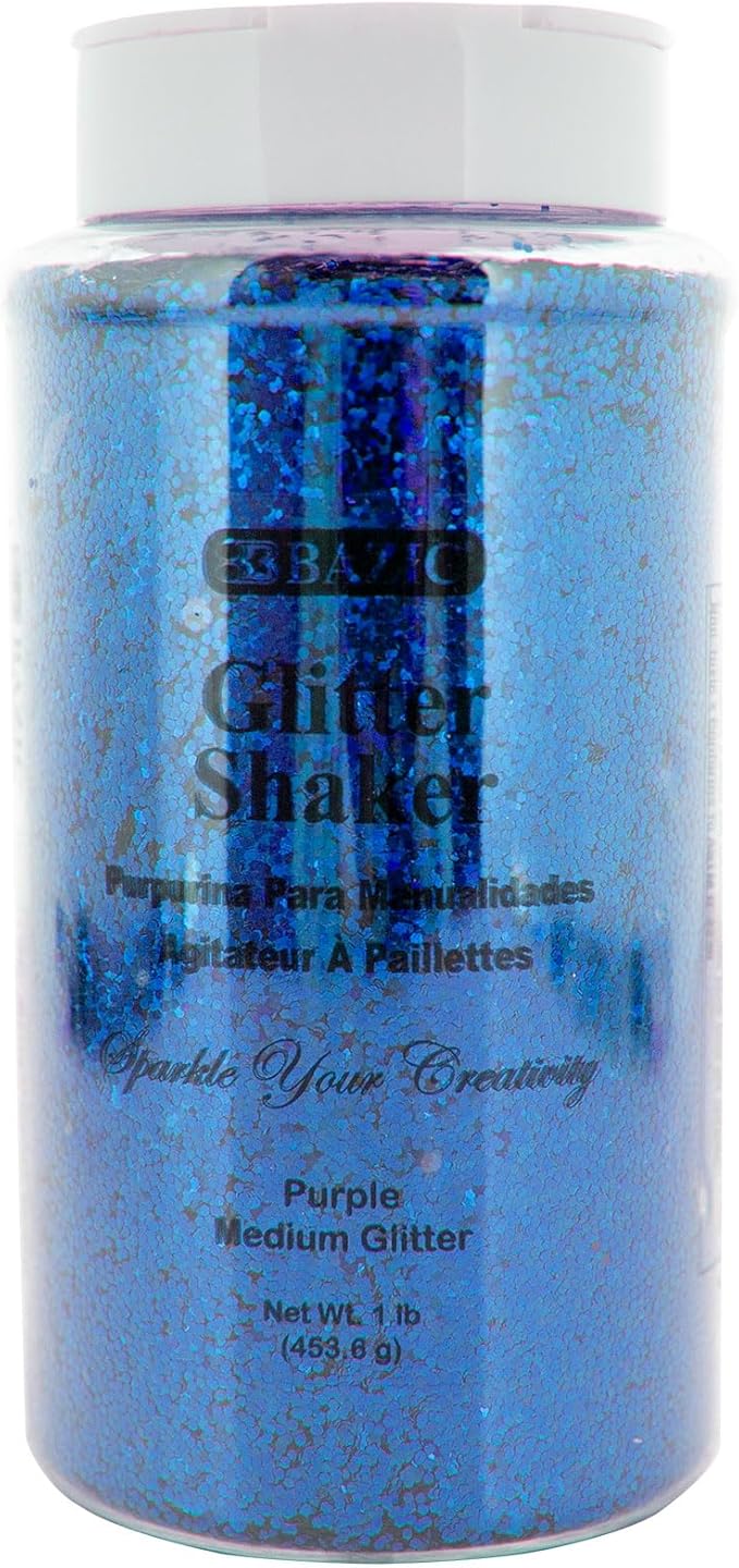 BAZIC Products Glitter Shaker 1 LB Blue Color Sparkling Powder in Large Jar for Slime Paints Crafts Nail Art Polish Skin Halloween Party 12-Pack