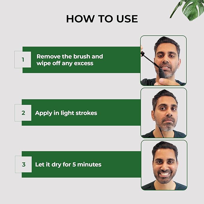 Simpler Hair Color Touch Up Temporary Beard Dye for Men for Gray Hair Coverage - Natural Clean Ingredients - Hypoallergenic Reusable Instant Beard Dye for Sensitive Skin (Dark Brown)