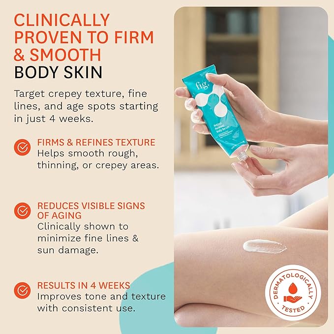 Fig.1 Retinol Body Serum ? Advanced Skin Booster for Crepey Skin Stretch Marks Anti-Aging &amp Dark Spots ? Glowing Non-Greasy Retinoid Treatment with Niacinamide Vitamin C &amp Retinol ? 3.4 oz