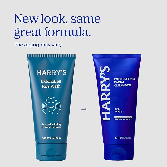 Harry's Exfoliating Face Wash for Men Gentle Facial Skin Care Products with Volcanic Rock Exfoliant Dermatologist Tested 5.1 Fl. Oz 3 Pack