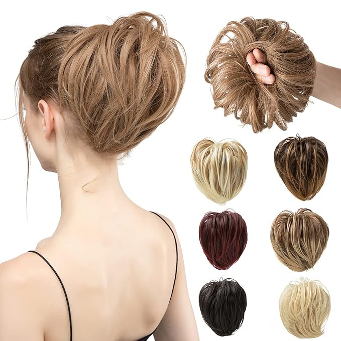 Hair Chignon Straight Hair Bun Hair Pieces Synthetic Messy Bun with Elastic Rubber Band Ponytail Extension Women Hair Accessories Hair Pieces For Women(Dark brown)