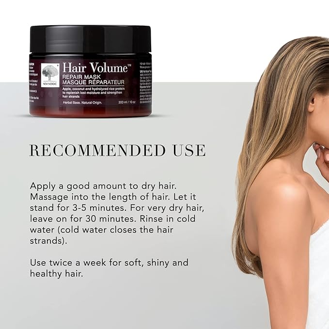 NEW NORDIC Hair Volume Repair Mask for Dry Damaged Hair &amp Natural Growth Rebuild Moisture Balance Volumize &amp Strengthen 10 oz