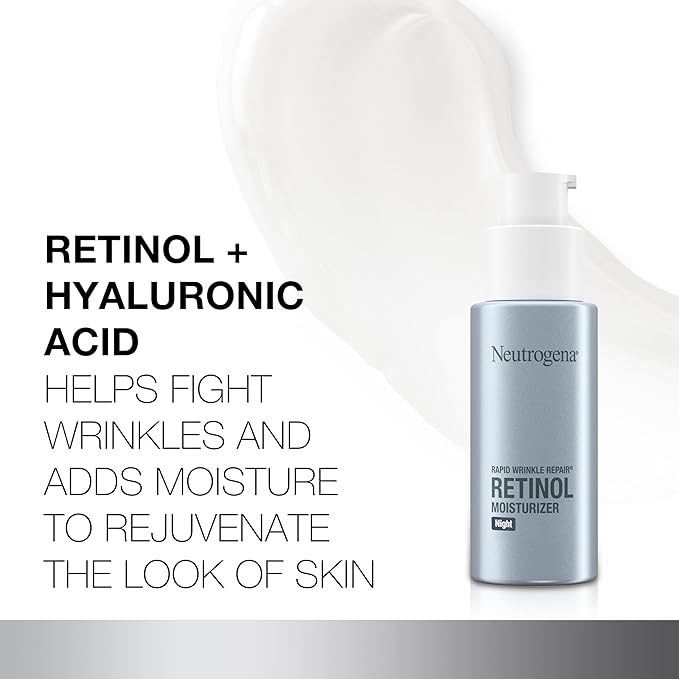 Neutrogena Rapid Wrinkle Repair Retinol Night Face Moisturizer Daily Anti-Aging Face Cream with Retinol &amp Hyaluronic Acid to Fight Fine Lines &amp Wrinkles 1 fl. oz
