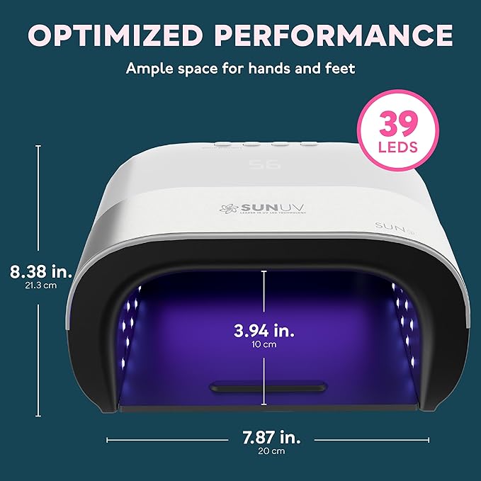 SUNUV SUN3 Professional UV Light for Gel Nails LED Nail Lamp for Gel Polish with 4-Timer and Sensor 39 PCS LED Beads UV Dryer for Salon Home Gift for Woman Mom Girl