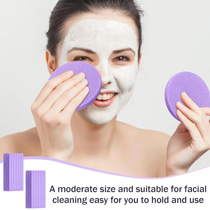 Mifoci 960 Pieces Purple Compressed Facial Sponges for Estheticians Makeup Removal Sponge Pads for Women Spa Exfoliating Face