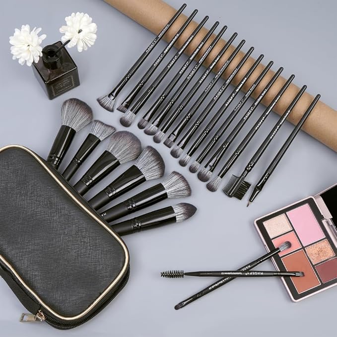MAGEFY Makeup Brush Set 22 Pcs Premium Synthetic Makeup Brushes Foundation Eyeshadow Brush Powder Blush Concealers Brush Set Travel Makeup Brushes with Case(Black)