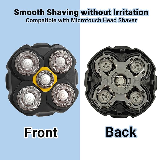 Replacement Heads Compatible with Microtouch Titanium Electric Head Shaver Titanium Razor Replacement Blades For Micro touch Head Shaver Hypoallergenic Hair Clippers Blades For Bald Men - 4 Pack