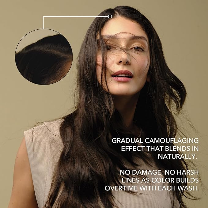 KIWABI Hair Color Shampoo for Gray Coverage ? Gradual All Natural Hair Dye Shampoo for Women &amp Men ? Hydrating Sulfate-Free Ammonia-Free Vegan Scalp Care with 31 Botanicals (Light Brown)