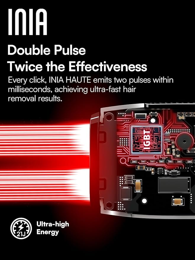INIA Laser Hair Removal for Women and Men IPL Hair Removal Device with Ice-Cooling Double Effectiveness &amp 5 Flashes per Second for Long-Lasting and Nearly Painless Results