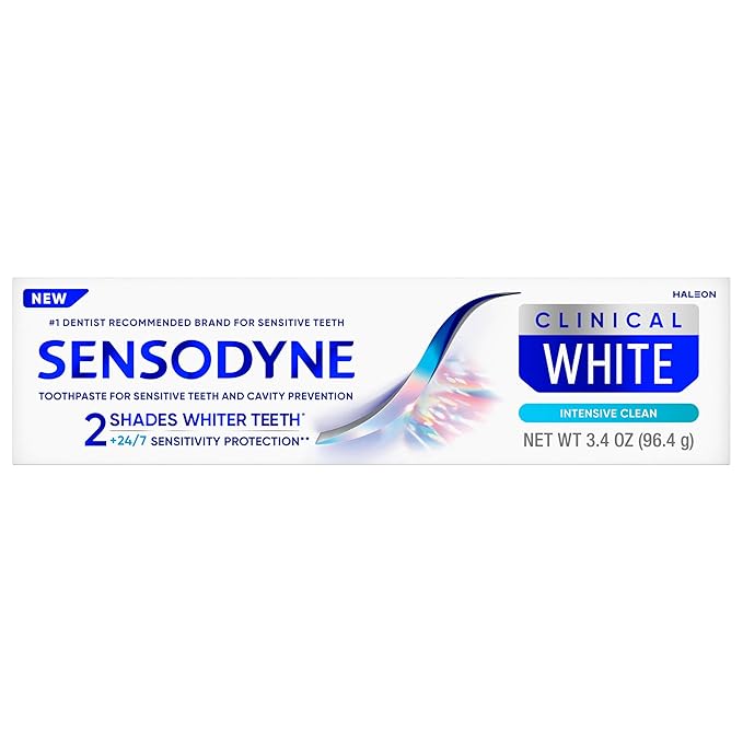 Sensodyne Clinical White Toothpaste Clinically Proven Whitening for Sensitive Teeth Intensive Clean 3.4 oz (3 Pack)