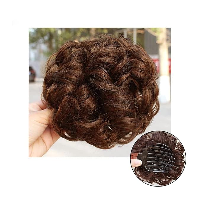 EARSHOT Hair Buns Hair Piece Synthetic Curly Hair Bun Hair Clips Women Ponytail Extensions Messy Bun Hair Hoops Extensions Wig Hair Accessories Hair Accessories For Girls (Color : B)