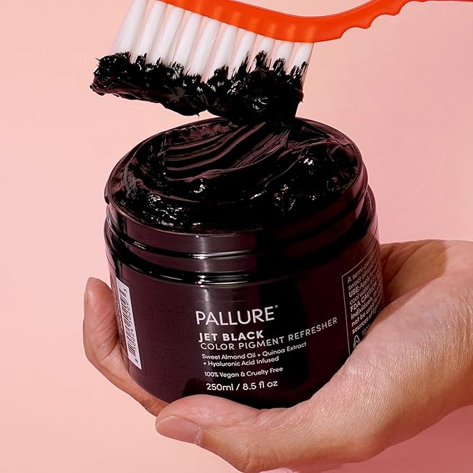 Pallure Color Pigment Refresher Mask Semi Permanent Hair Color Depositing Conditioner 8.5 Oz (Intense Black)