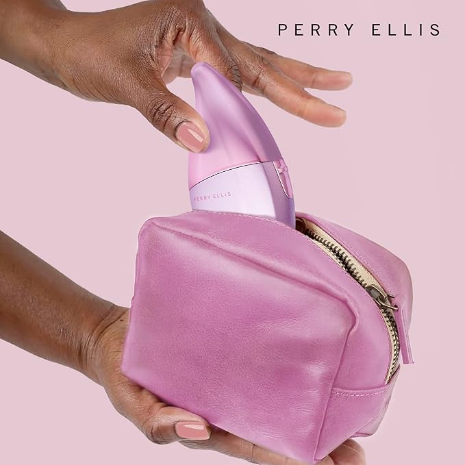 Perry Ellis Elegant Leaf Total-Body-Care Pocket Trimmer Cordless Electric Hair Clippers for Women Dual-Trimming Action Includes Cleaning Brush Battery Operated Pink
