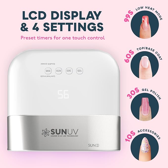 SUNUV SUN3 Professional UV Light for Gel Nails LED Nail Lamp for Gel Polish with 4-Timer and Sensor 39 PCS LED Beads UV Dryer for Salon Home Gift for Woman Mom Girl