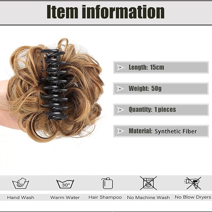 Wavy Curly Hair Bun with Clip Soft Claw Clip Ponytail Hairpieces Messy Bun Hair Piece Synthetic Chignon Thick Updo Ponytail Extension For Women 6 IN Dimgray