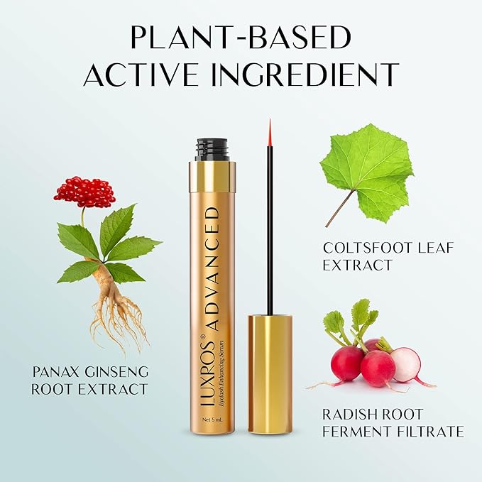 Eyelash Growth Serum 5 mL: Get Thick Strong Lashes in Just 3-4 Weeks with Our Plant-Based Eyelash Growth Serum - No Parabens - Made in USA