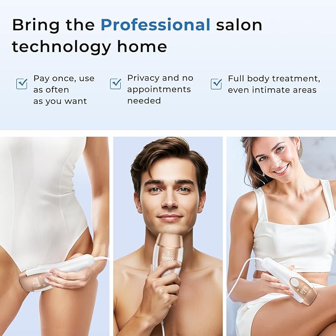 Ice Cool Laser Hair Removal for Women &amp Men 9-Level Permanent Painless IPL Hair Remover Device for Body Face Legs Armpits Bikini Line At-Home Use