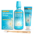 Lumineux Teeth Whitening Kit Peroxide Free for Whiter Teeth Includes 7 Whitening Treatments 1 Mouthwash 1 Toothpaste &amp 1 Bamboo Toothbrush Dentist Formulated